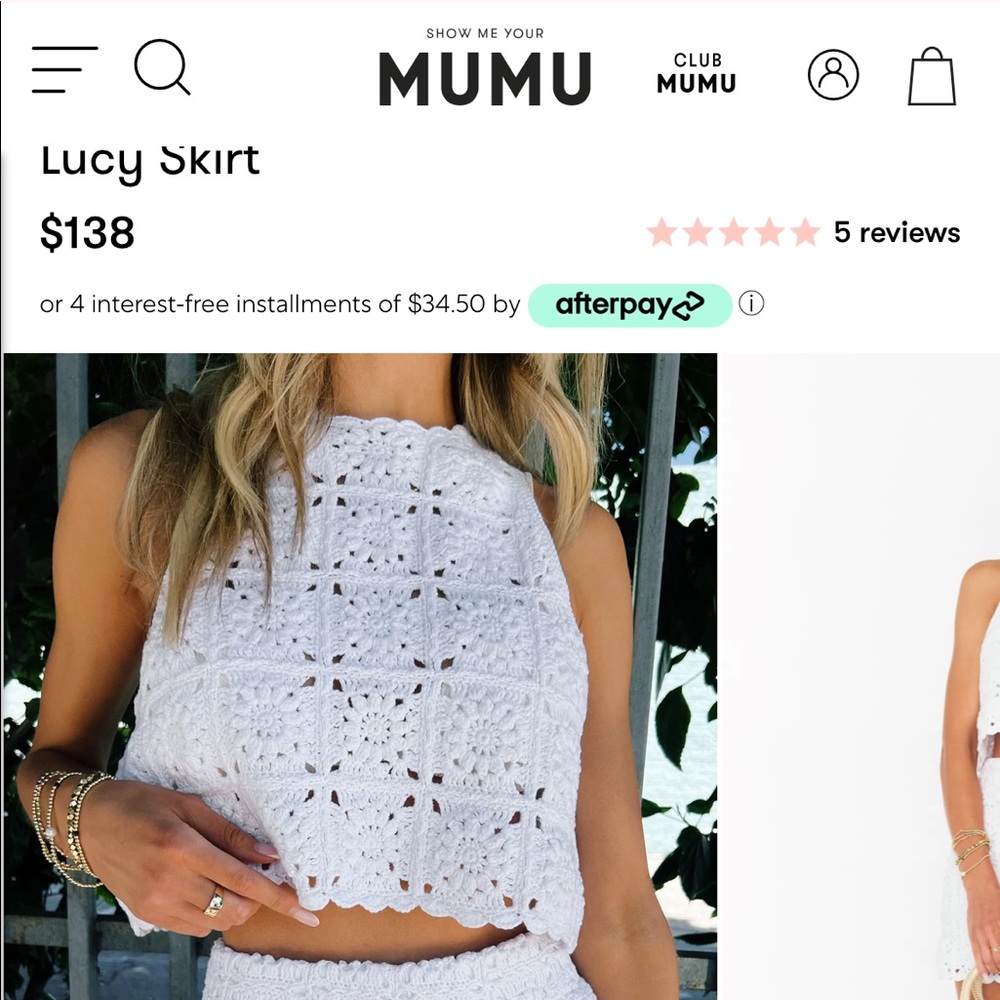 Show Me Your MuMu NWT Pisces Skirt White Daisy Crochet Size M